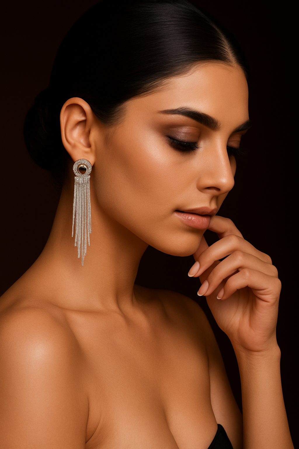 Dazzling Crystal Tassel Drop Earrings